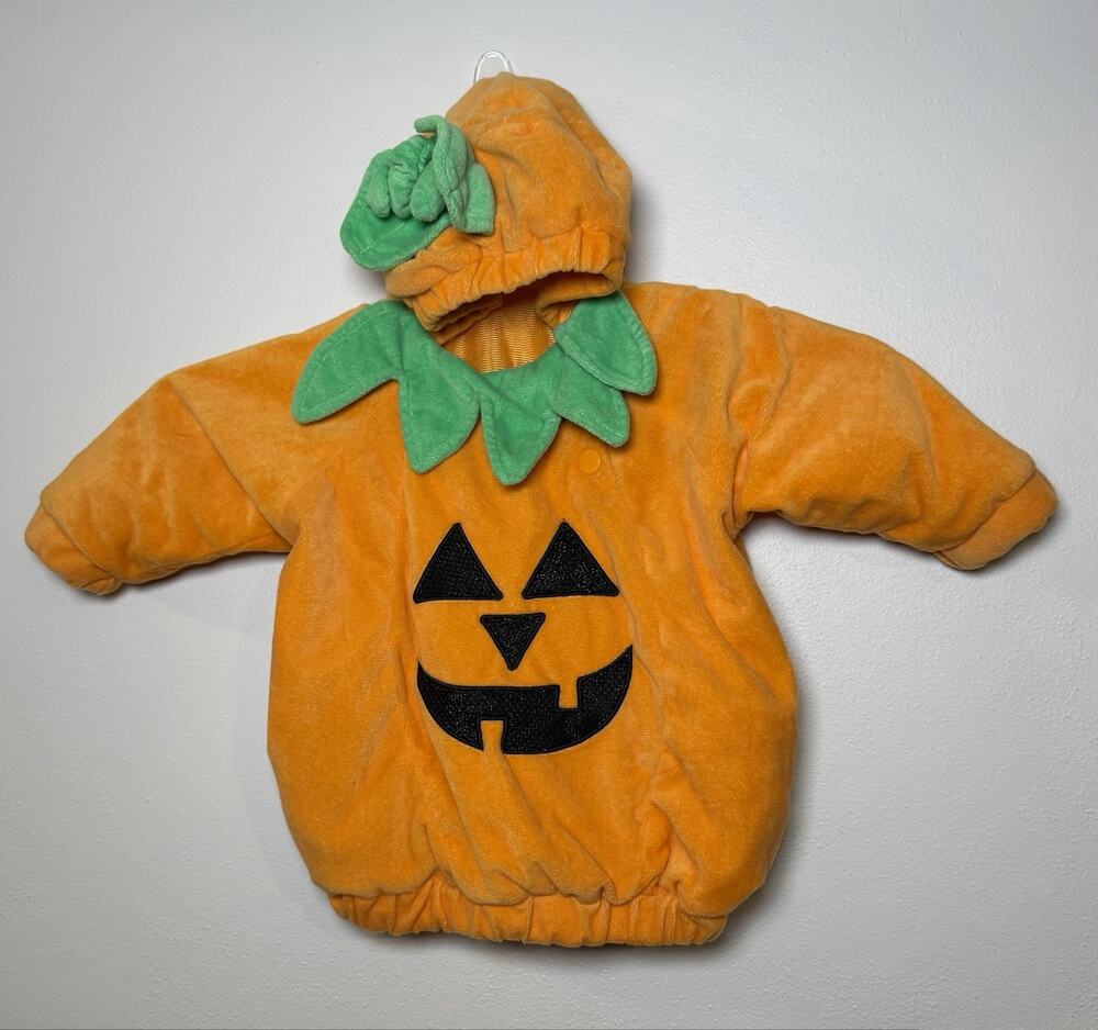 Baby Pumpkin Halloween Costume Pullover Top with Hood 6-12 Month